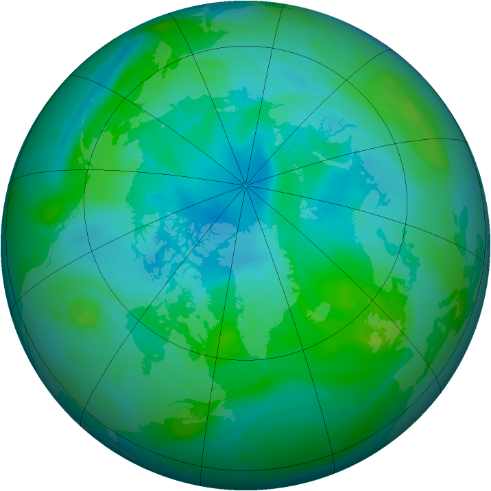 Arctic ozone map for 25 August 2005